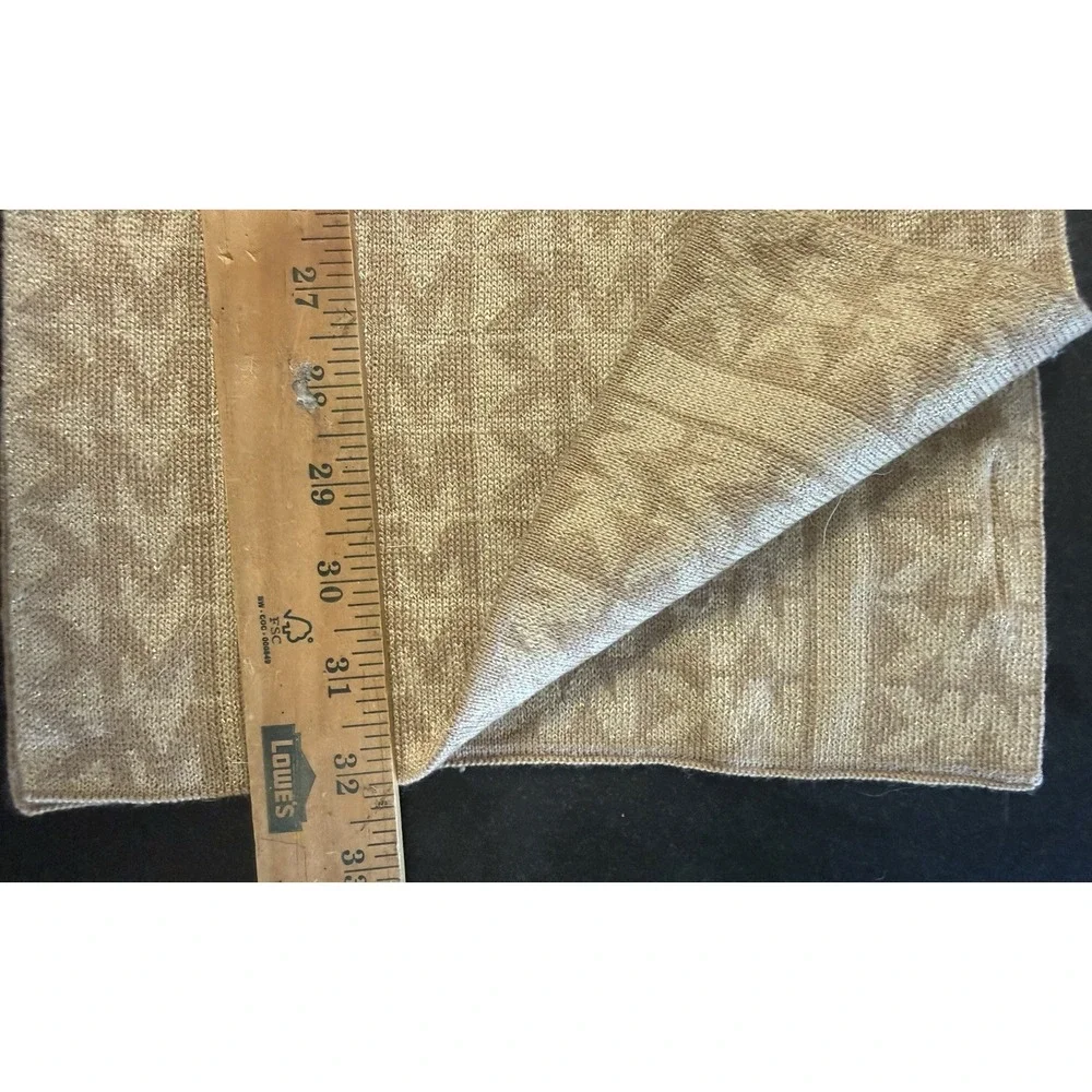 MICHAEL KORS Scarf Women's Camel Knit Monogram MK Signature Logo Long Rectangle
